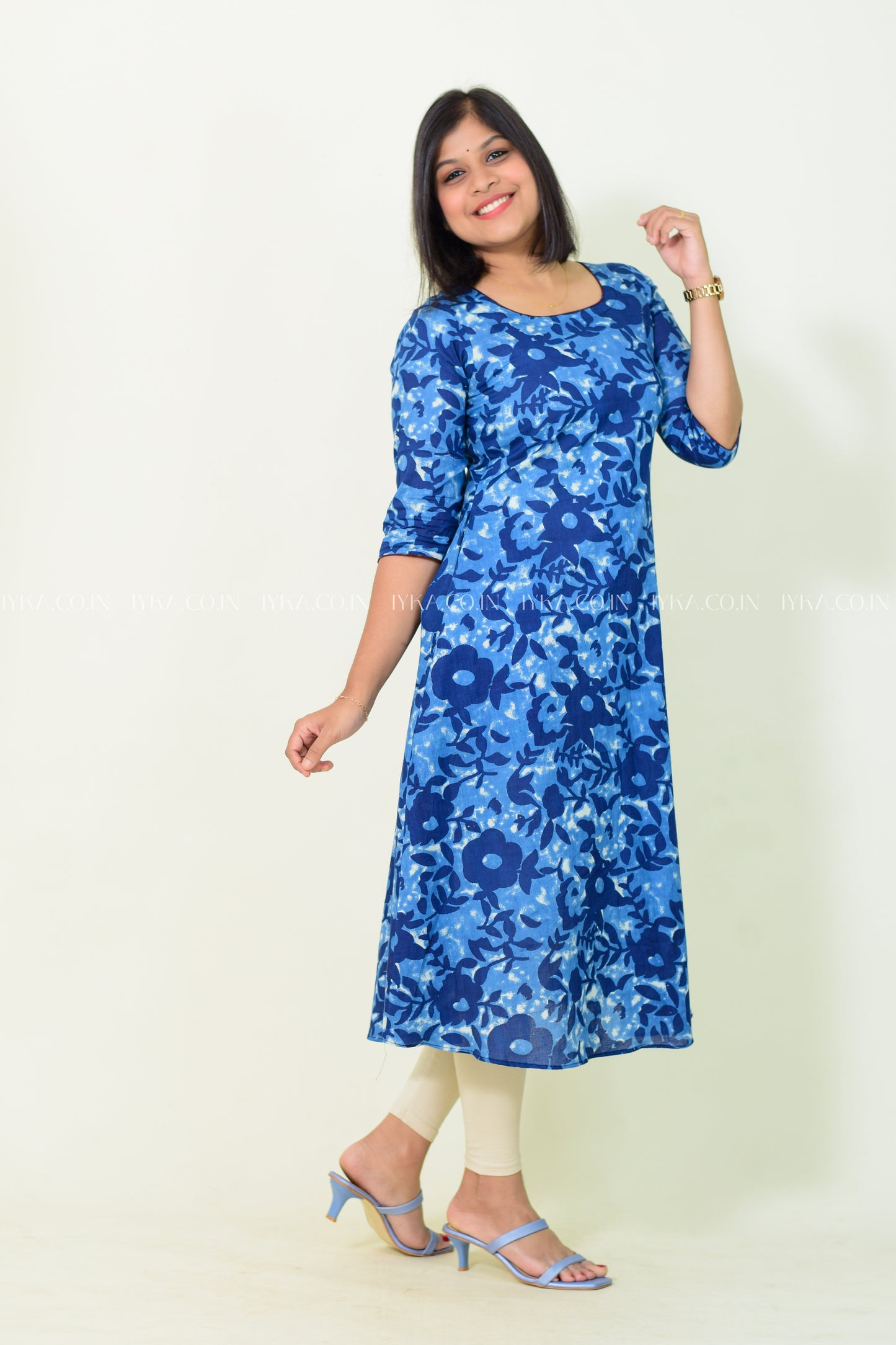 IYKA- BLUE COTTON ALINE KURTHI #00216KUR