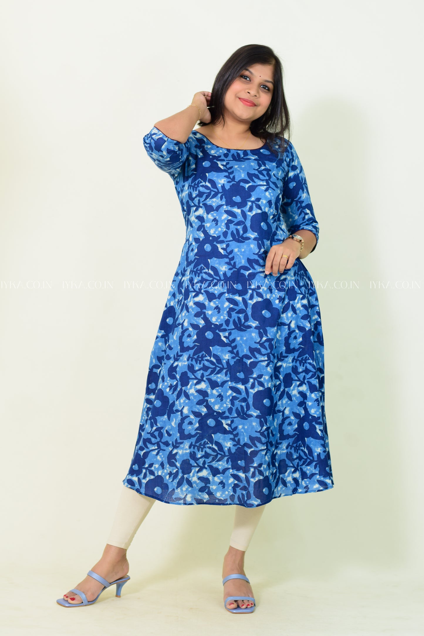 IYKA- BLUE COTTON ALINE KURTHI #00216KUR