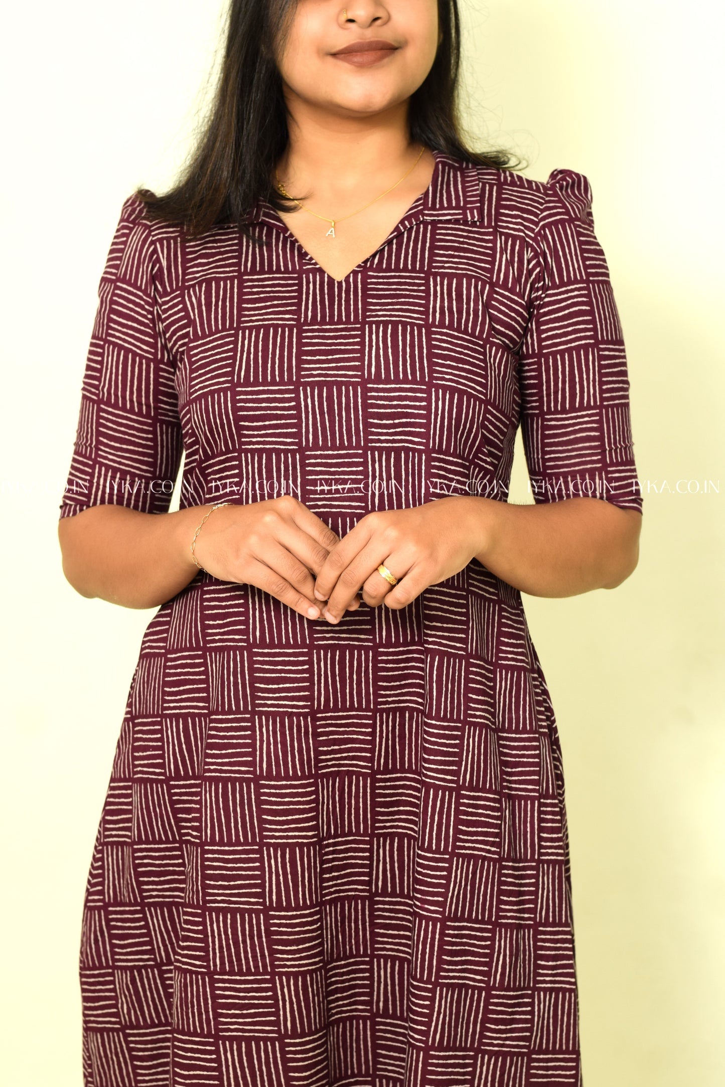 IYKA- GRAPE WINE COLOURED ABSTRACT ALINE KURTHI #00128KUR