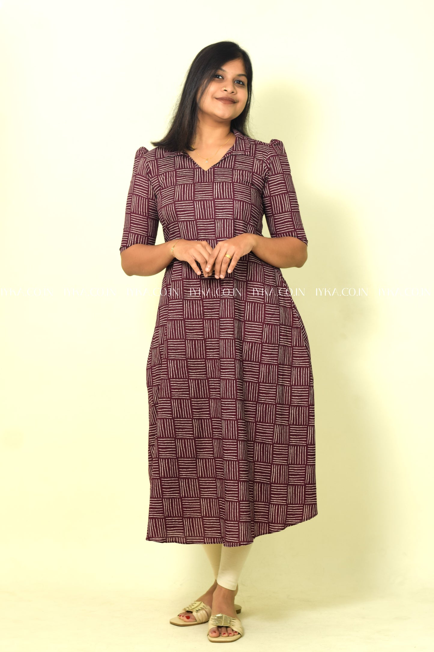 IYKA- GRAPE WINE COLOURED ABSTRACT ALINE KURTHI #00128KUR