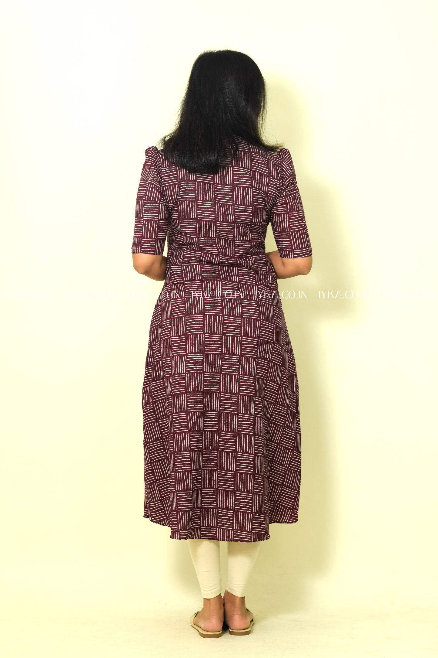 IYKA- GRAPE WINE COLOURED ABSTRACT ALINE KURTHI #00128KUR