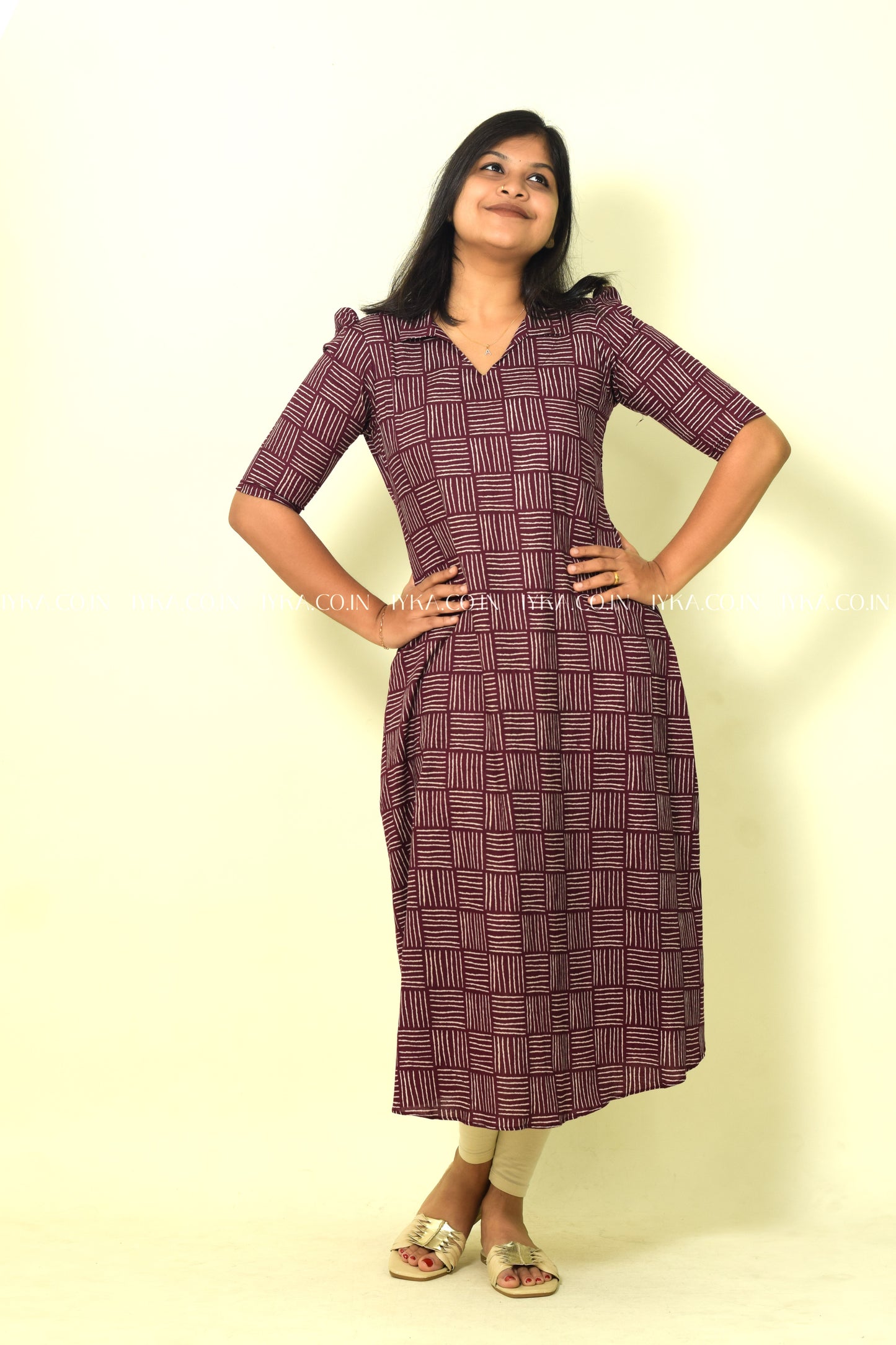 IYKA- GRAPE WINE COLOURED ABSTRACT ALINE KURTHI #00128KUR