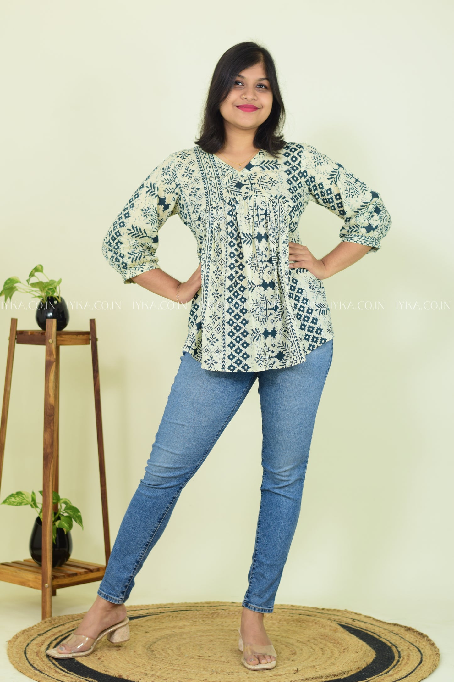 Mint Mist Cotton Short Kurthi