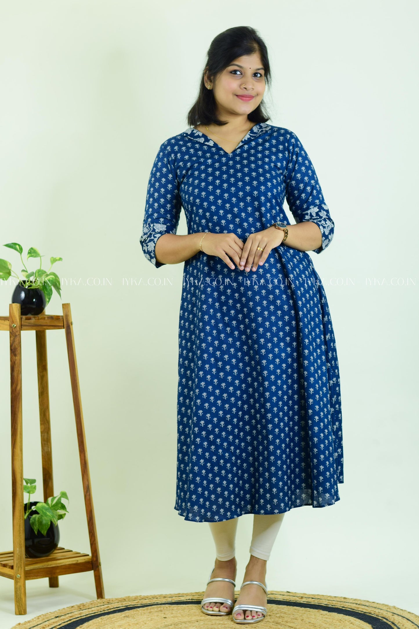 IYKA- BLUE COLLARED ALINE KURTHI #00215KUR