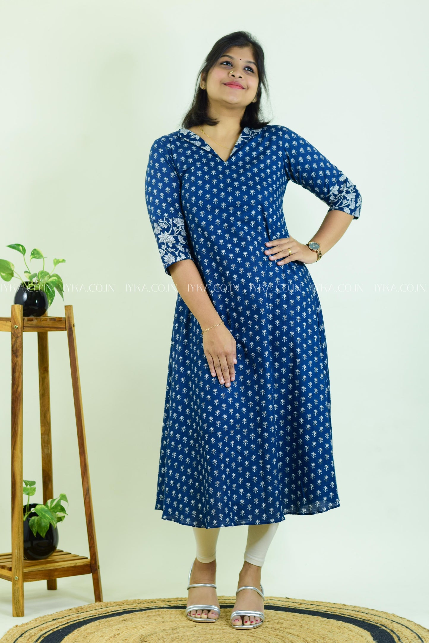 IYKA- BLUE COLLARED ALINE KURTHI #00215KUR