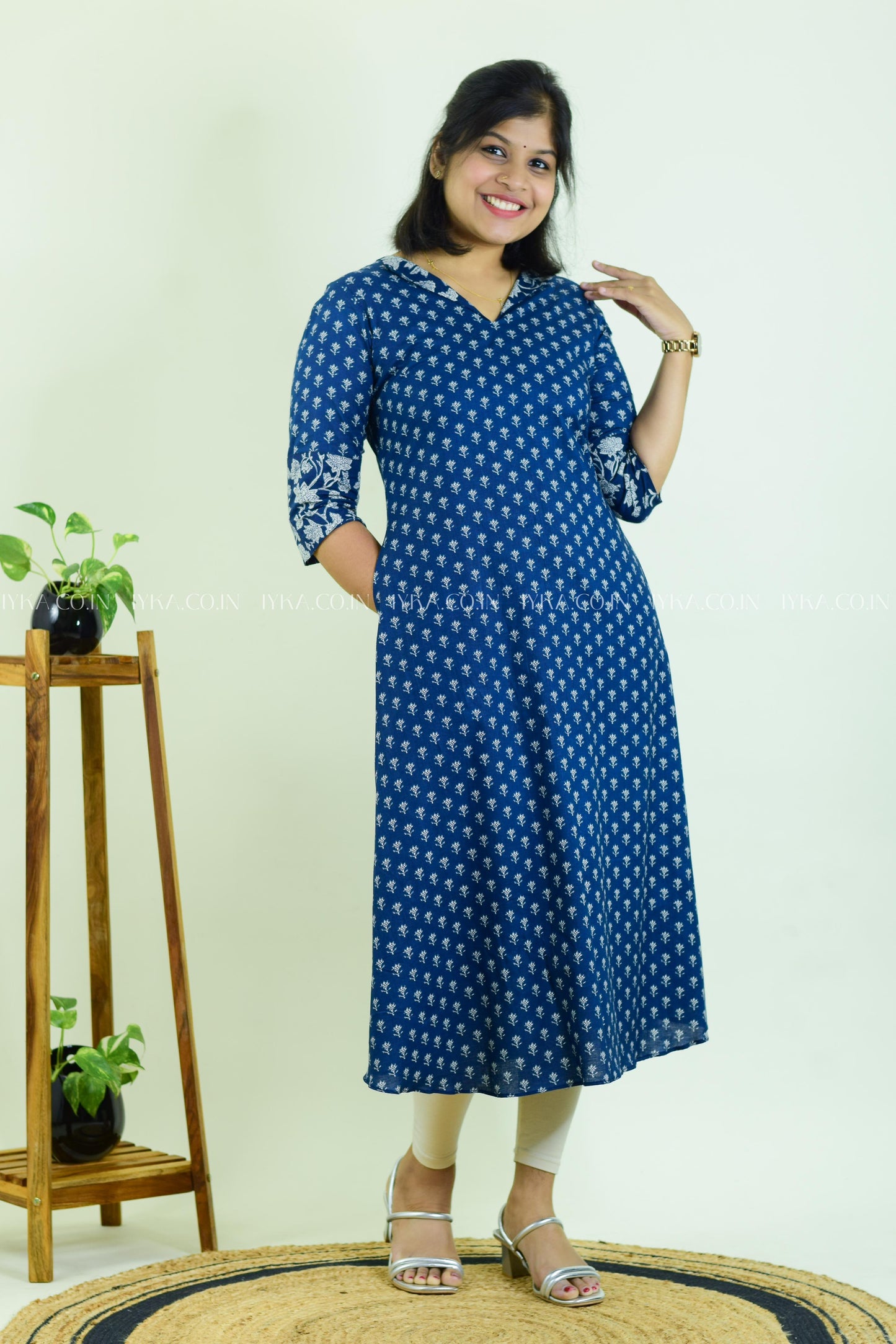 IYKA- BLUE COLLARED ALINE KURTHI #00215KUR