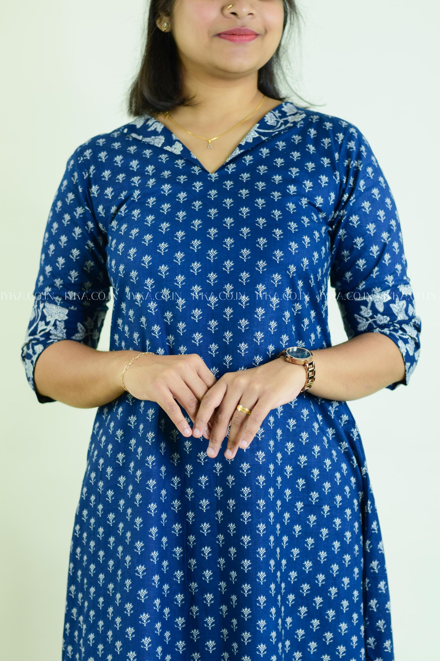 IYKA- BLUE COLLARED ALINE KURTHI #00215KUR