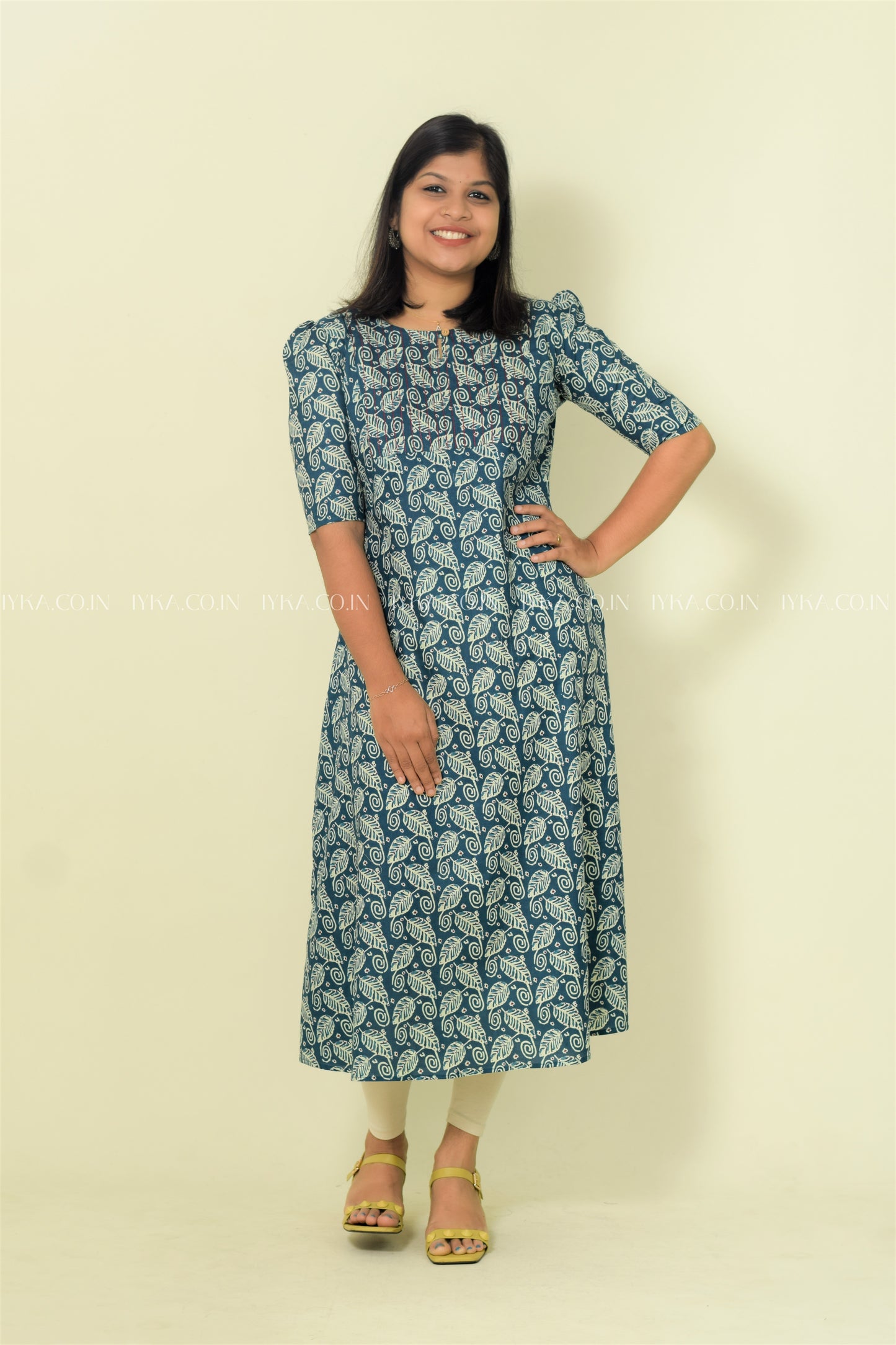 IYKA- COTTON INDIGO BLUE ALINE KURTHI #00087KUR