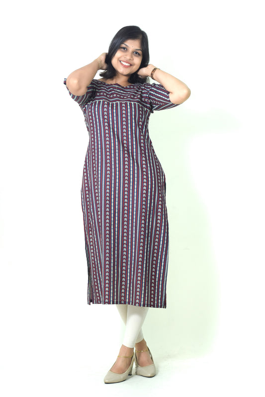 IYKA- MAROON SLITTED COTTON KURTHI #00063KUR