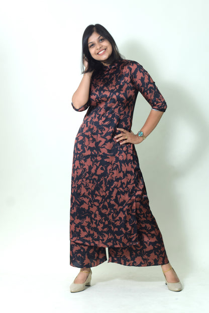 IYKA- BLACK DIGITAL PRINTED KURTHI SET(WITH PLAZZO PANTS) #00065KUR