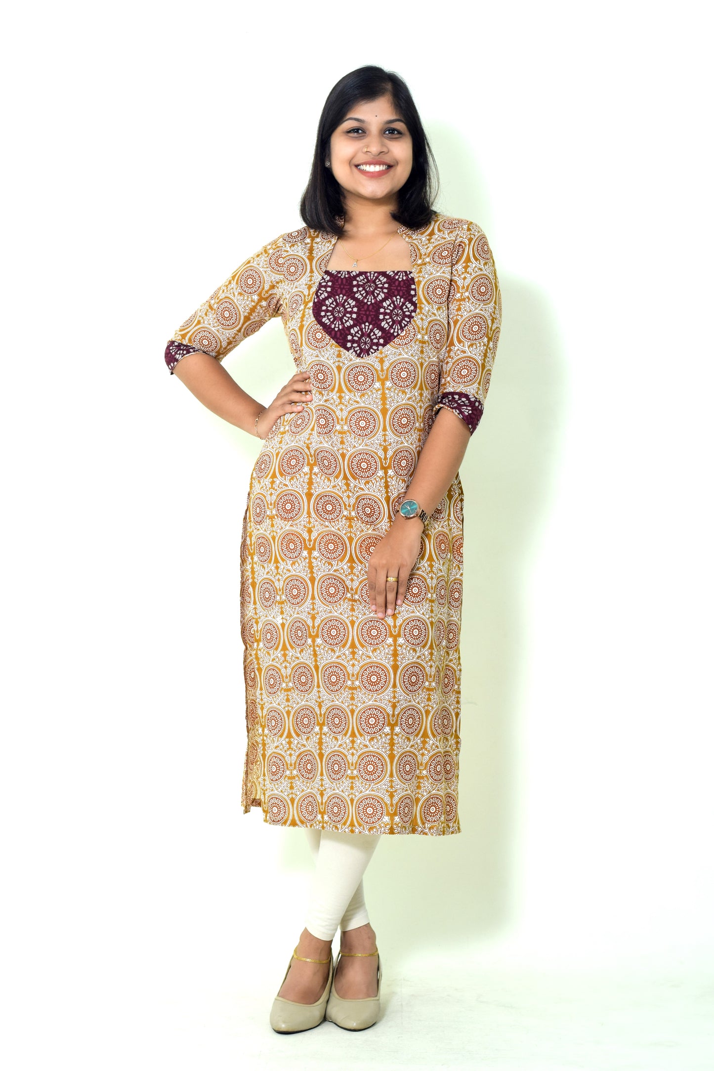 IYKA- MUSTARD YELLOW  STRAIGHT CUT KURTHI #00057KUR