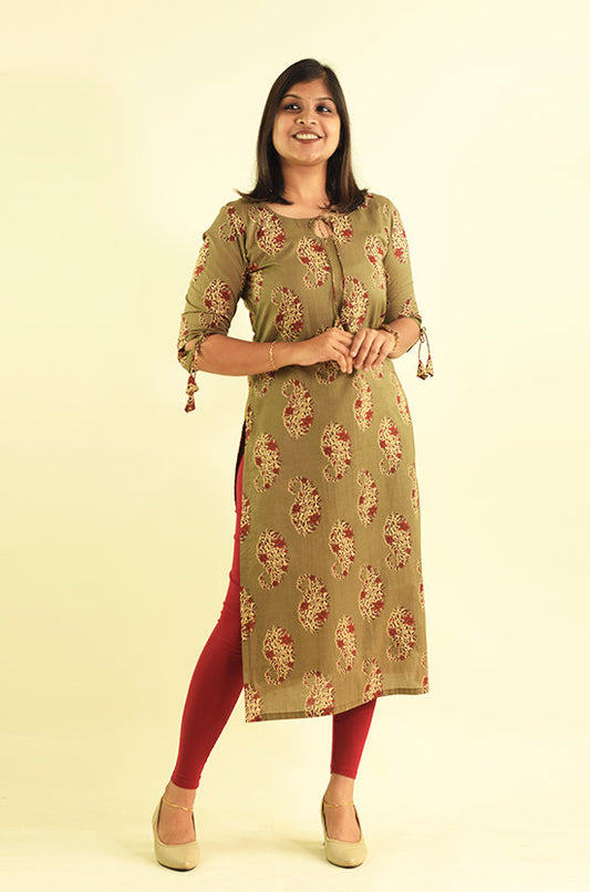 IYKA – Brown Cotton Kurthi #010057