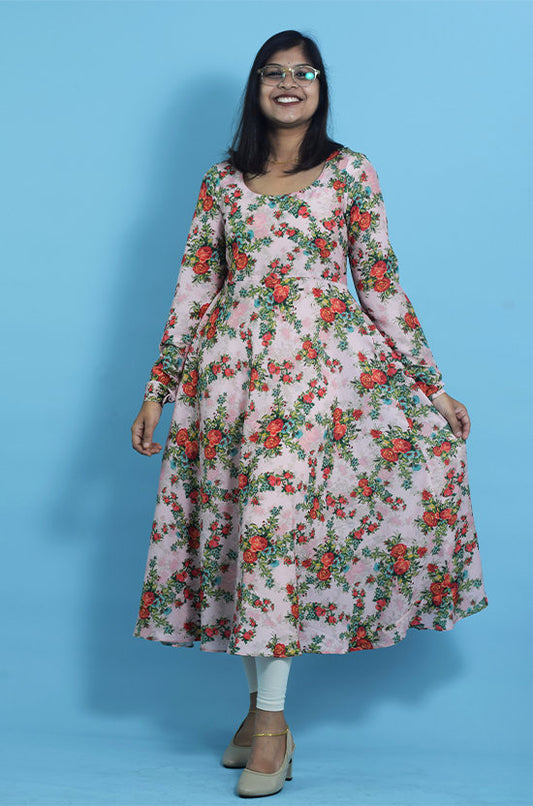 IYKA-Floral printed full sleeve dress #030038