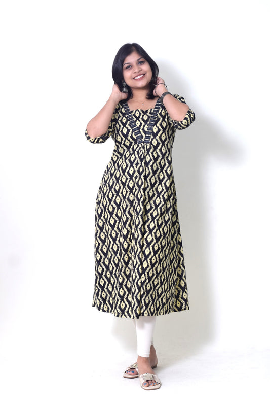 IYKA- BLACK ALINE KURTHI #00062KUR