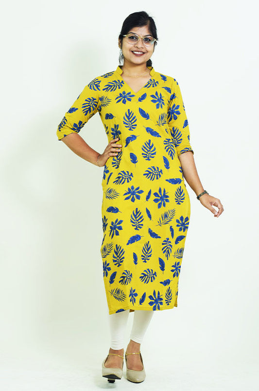 IYKA - Yellow Floral Kurthi #00003KUR