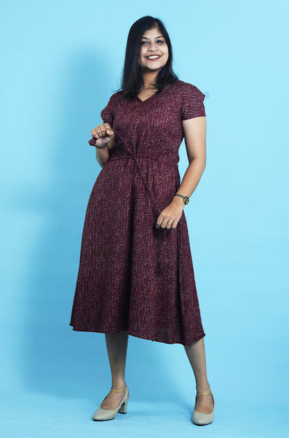 IYKA Maroon Cotton Dress #030036