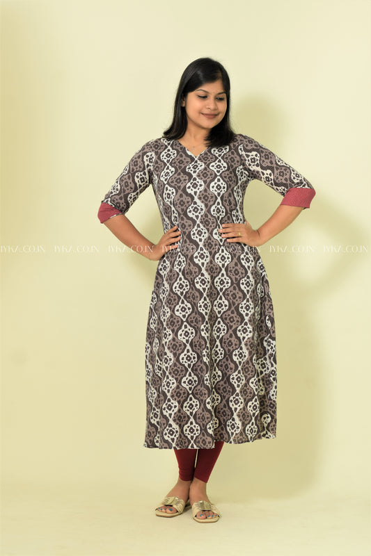 IYKA- BROWN COTTON ALINE KURTHI #00109KUR