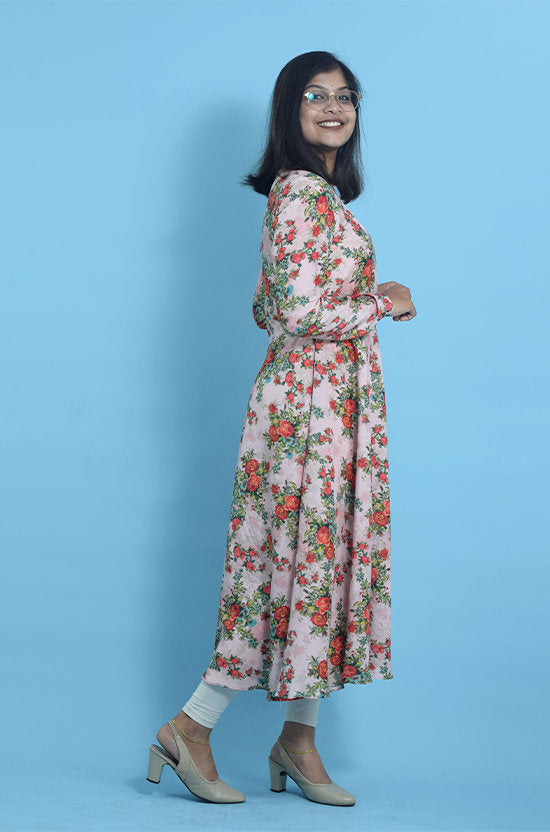 IYKA-Floral printed full sleeve dress #030038