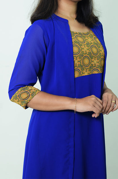 IYKA-Georgette dress with attached Shrug #030043