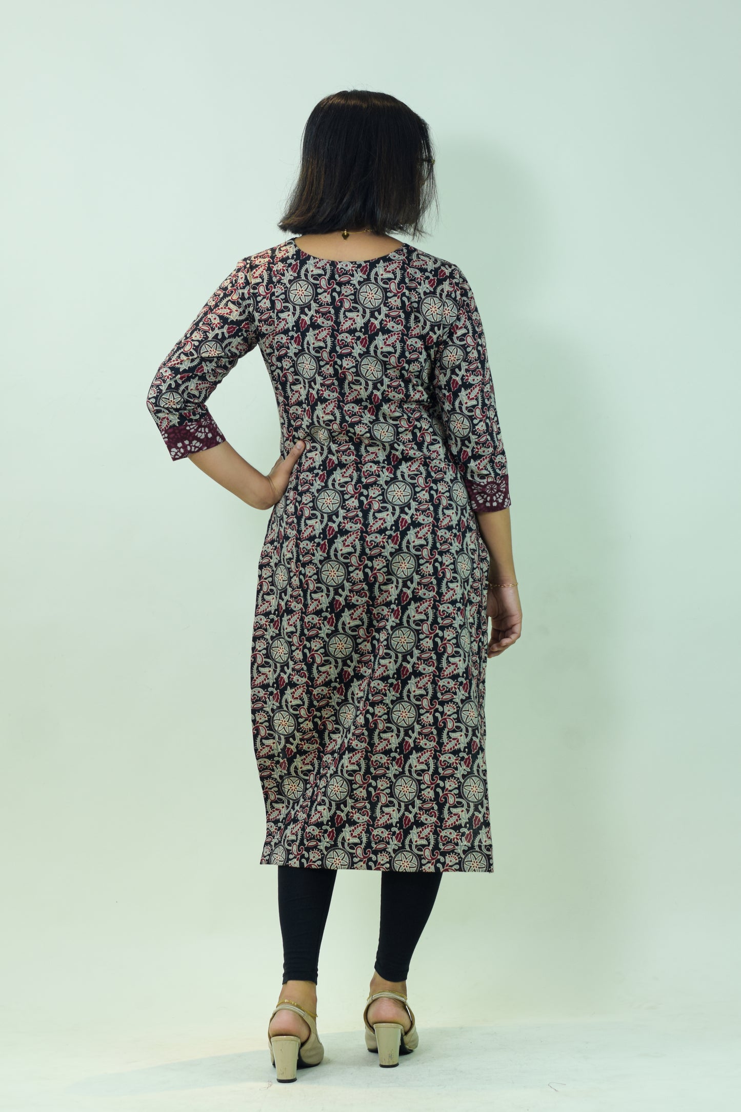 IYKA - Black Floral Kurthi #00032KUR