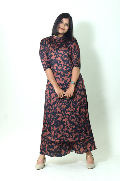 IYKA- BLACK DIGITAL PRINTED KURTHI SET(WITH PLAZZO PANTS) #00065KUR