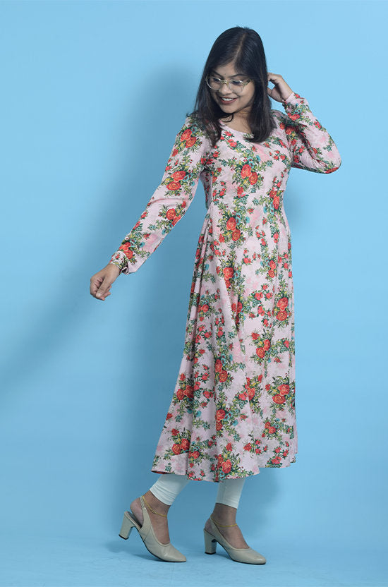 IYKA-Floral printed full sleeve dress #030038