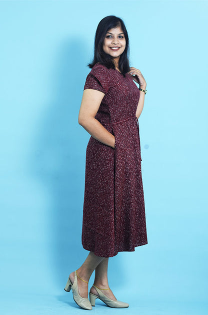 IYKA Maroon Cotton Dress #030036