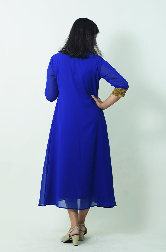 IYKA-Georgette dress with attached Shrug #030043