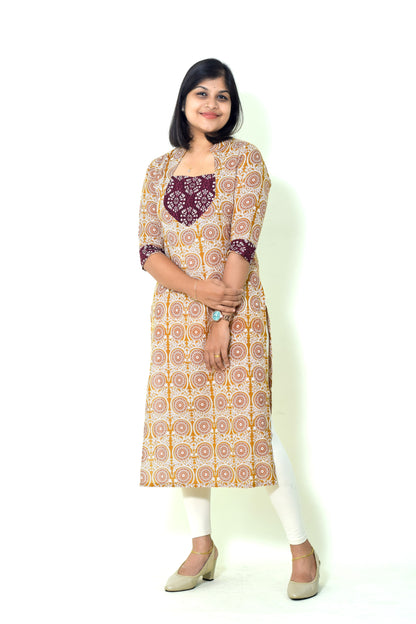 IYKA- MUSTARD YELLOW  STRAIGHT CUT KURTHI #00057KUR