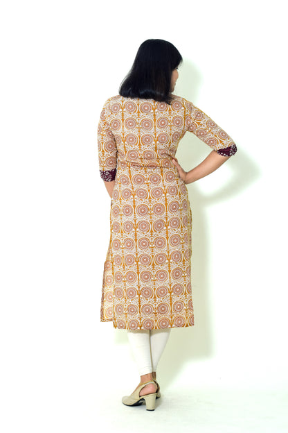 IYKA- MUSTARD YELLOW  STRAIGHT CUT KURTHI #00057KUR