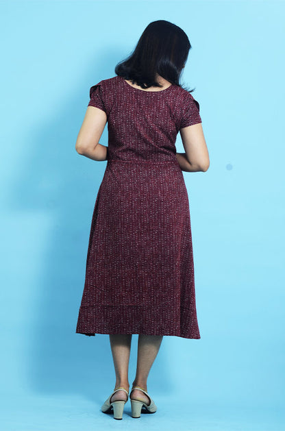 IYKA Maroon Cotton Dress #030036