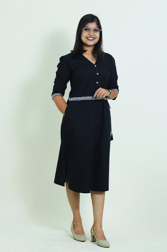 IYKA- Black Casual trendy dress #030034