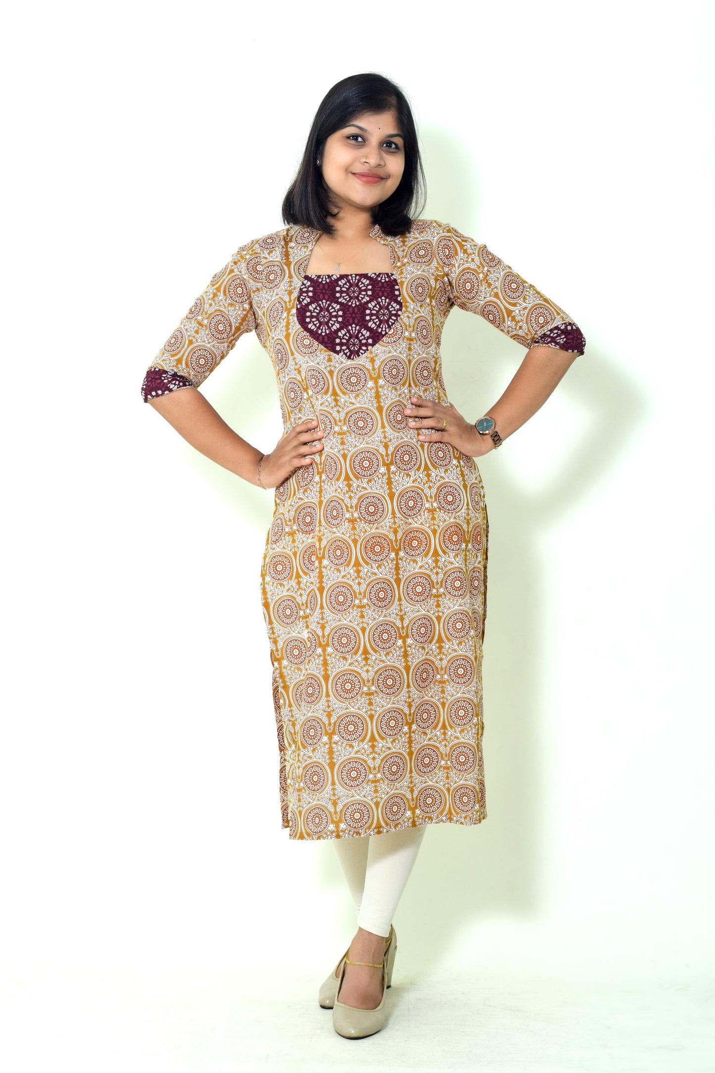 IYKA- MUSTARD YELLOW  STRAIGHT CUT KURTHI #00057KUR