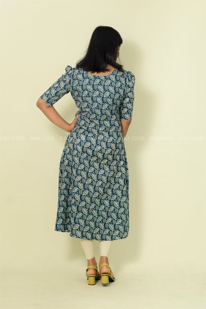 IYKA- COTTON INDIGO BLUE ALINE KURTHI #00087KUR