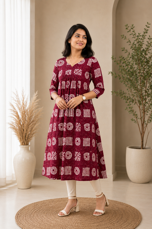 Wine Mosaic Kurthi