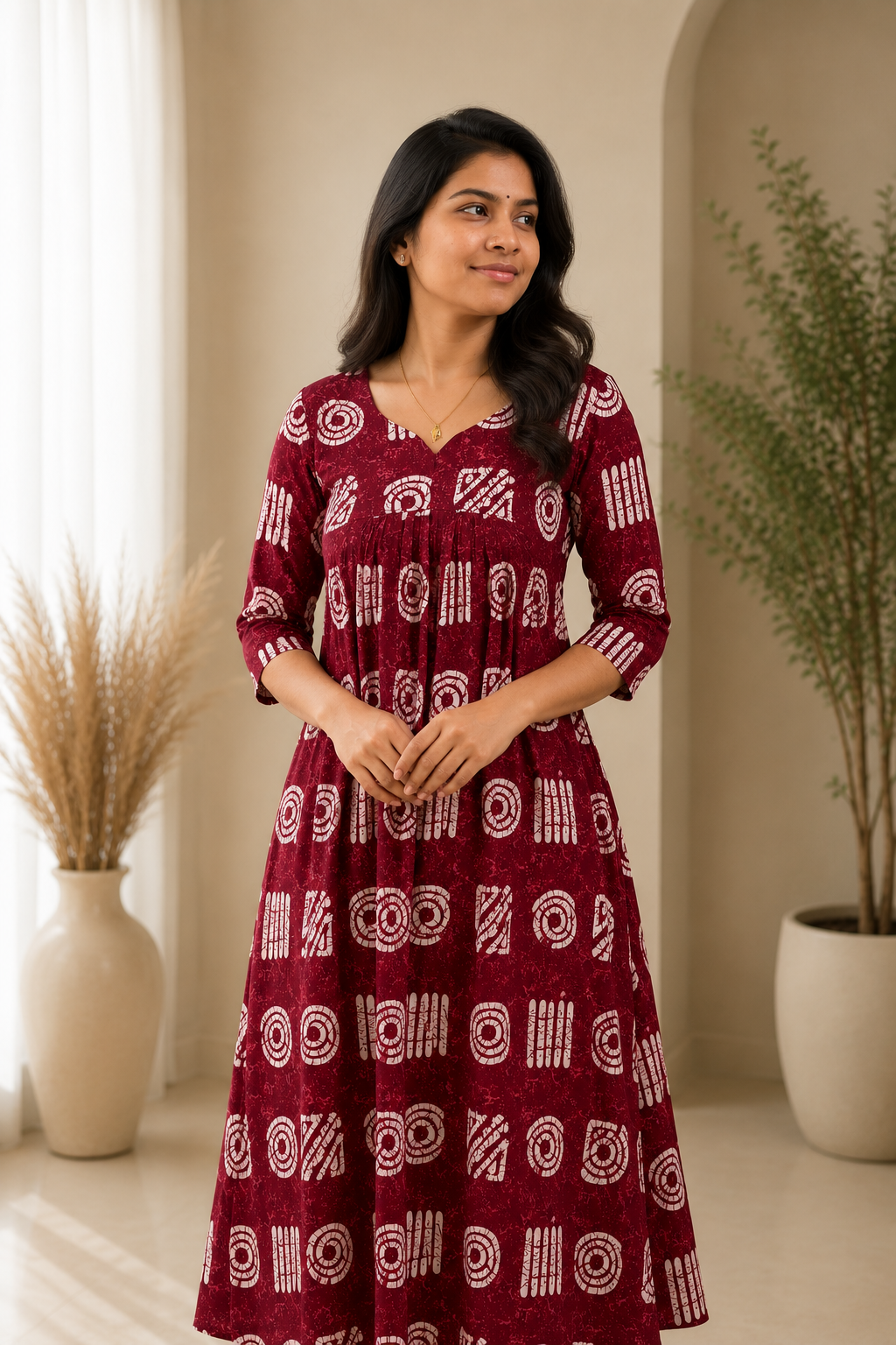 Wine Mosaic Kurthi