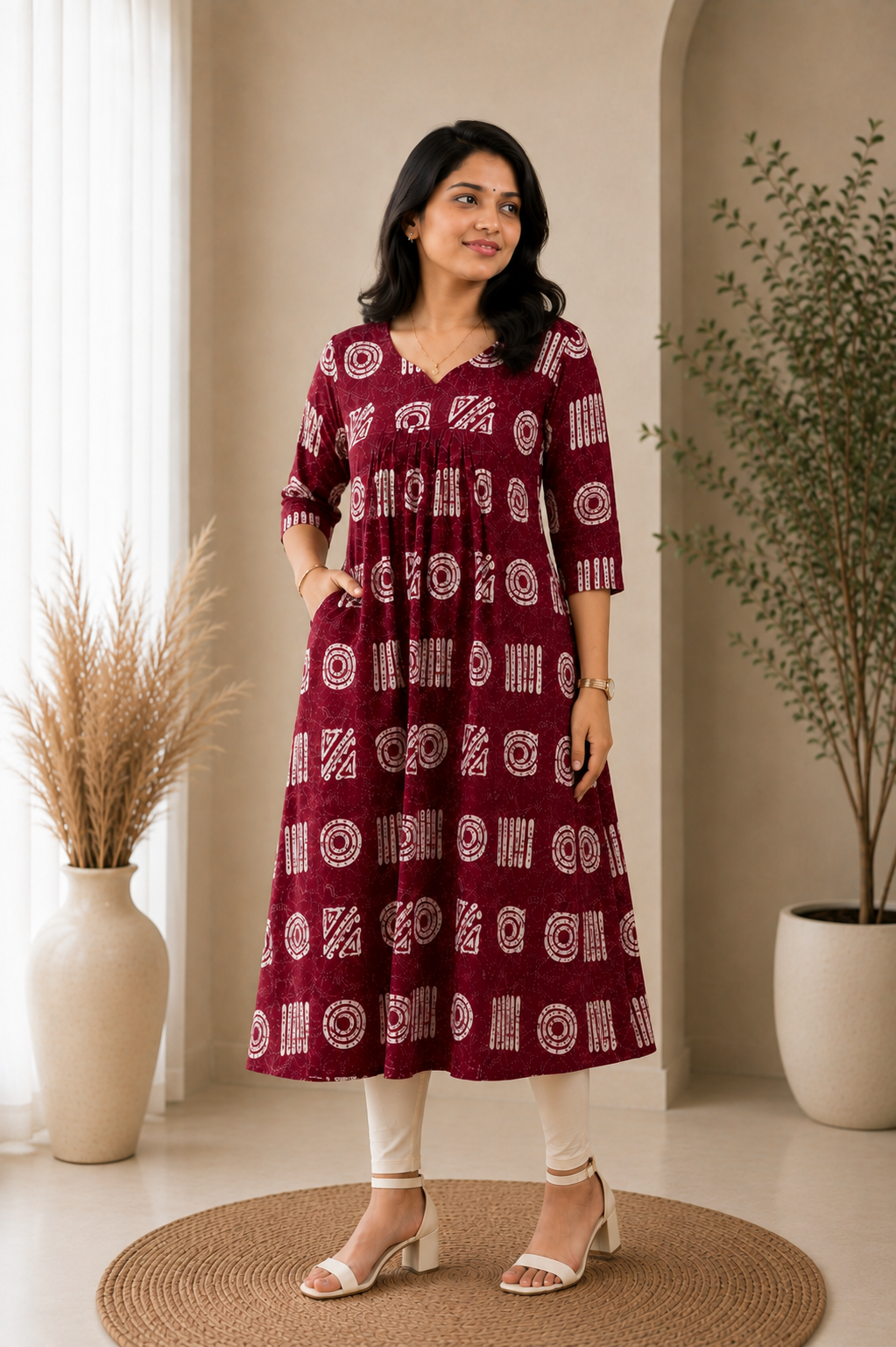 Wine Mosaic Kurthi