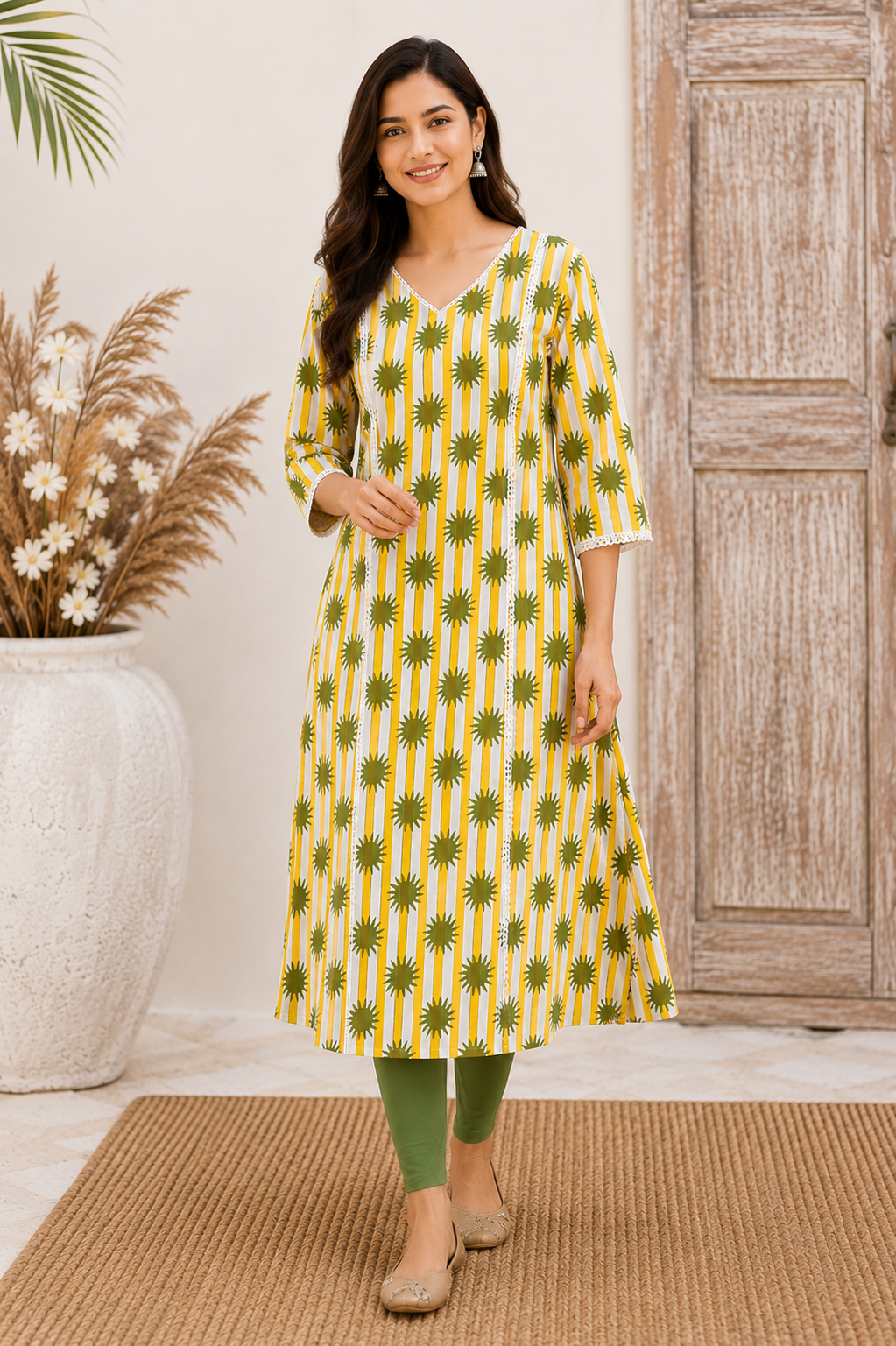 Golden Palm Kurthi