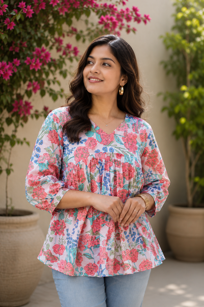 Rosé Bloom Short kurthi