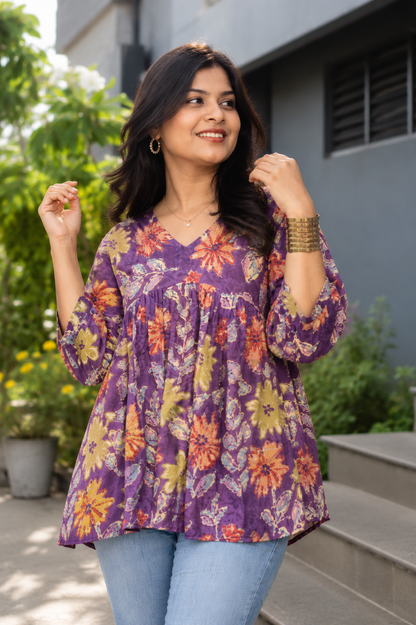 Purple Petals Short kurthi