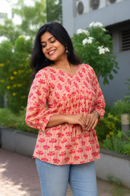 Petal Charm Short Kurtha