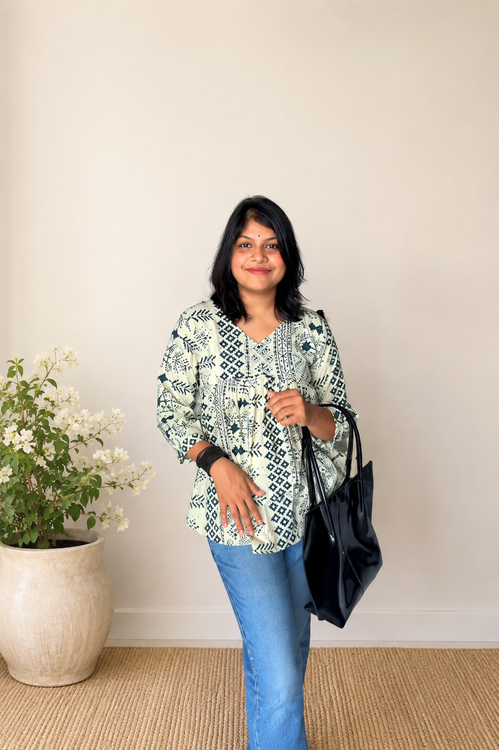 Aura Leaf Cotton Kurthi
