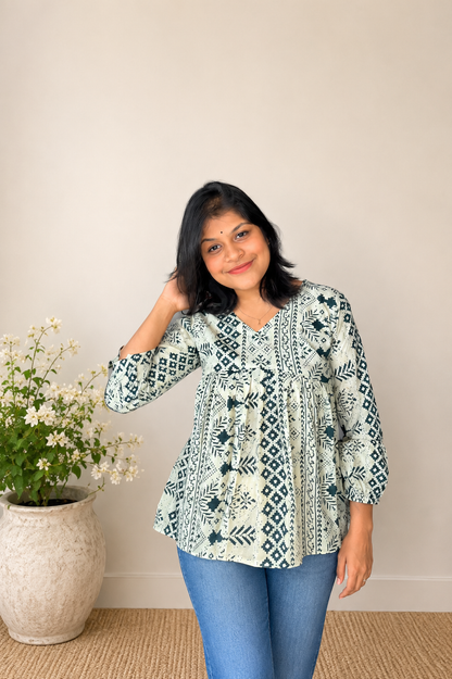 Aura Leaf Cotton Kurthi