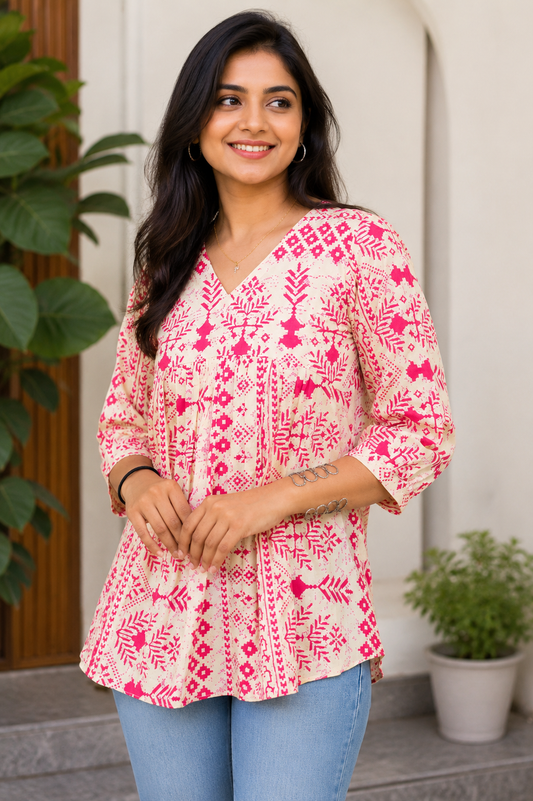 Blush White Kurthi