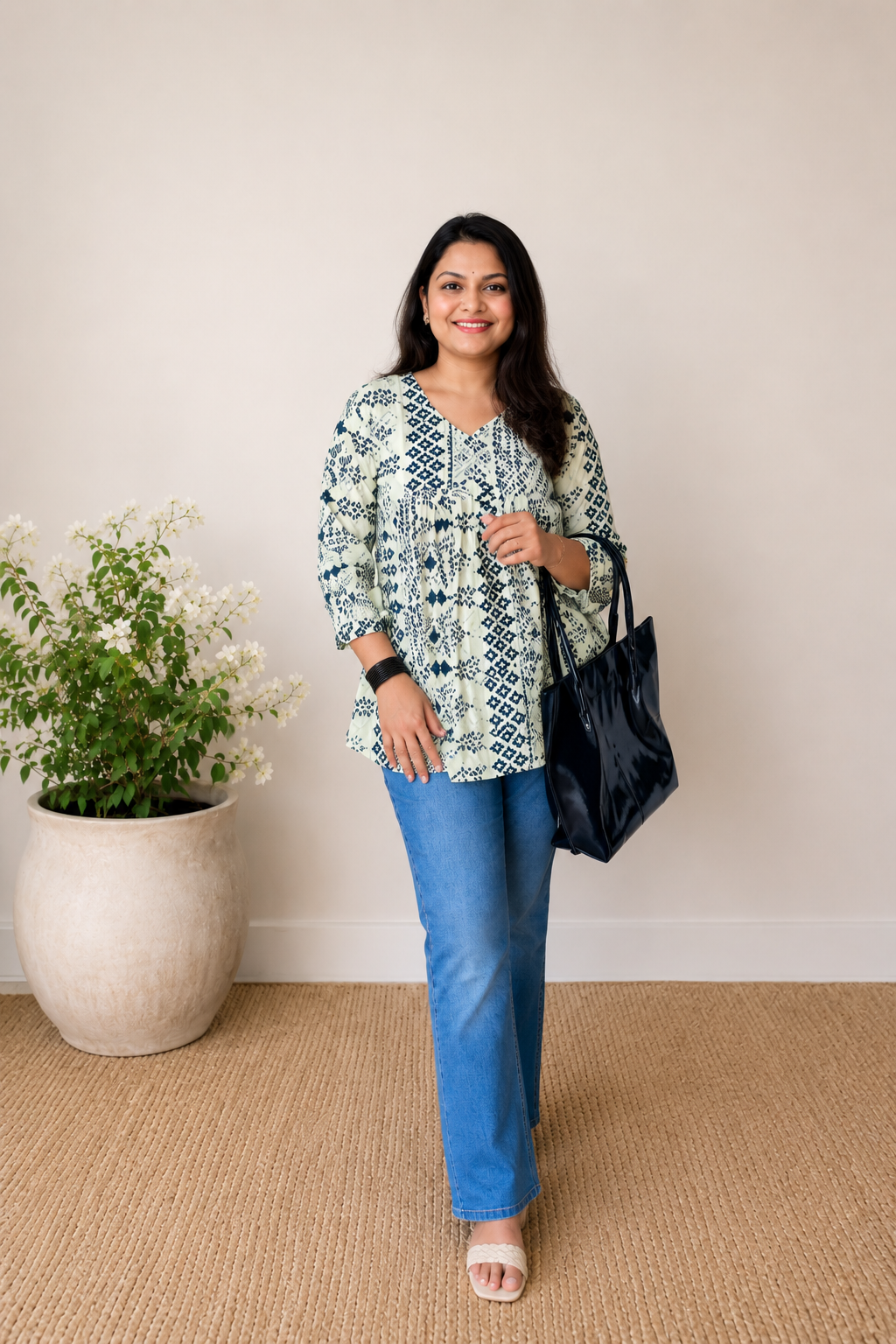 Aura Leaf Cotton Kurthi