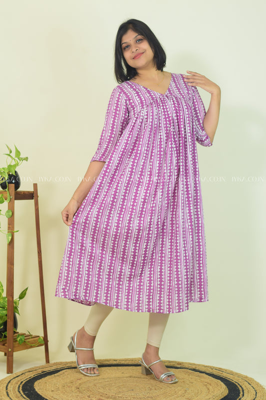 Lilac Bloom Cotton Kurthi