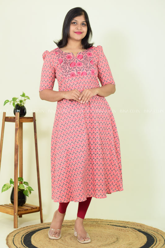 Peach Blossom Kurthi
