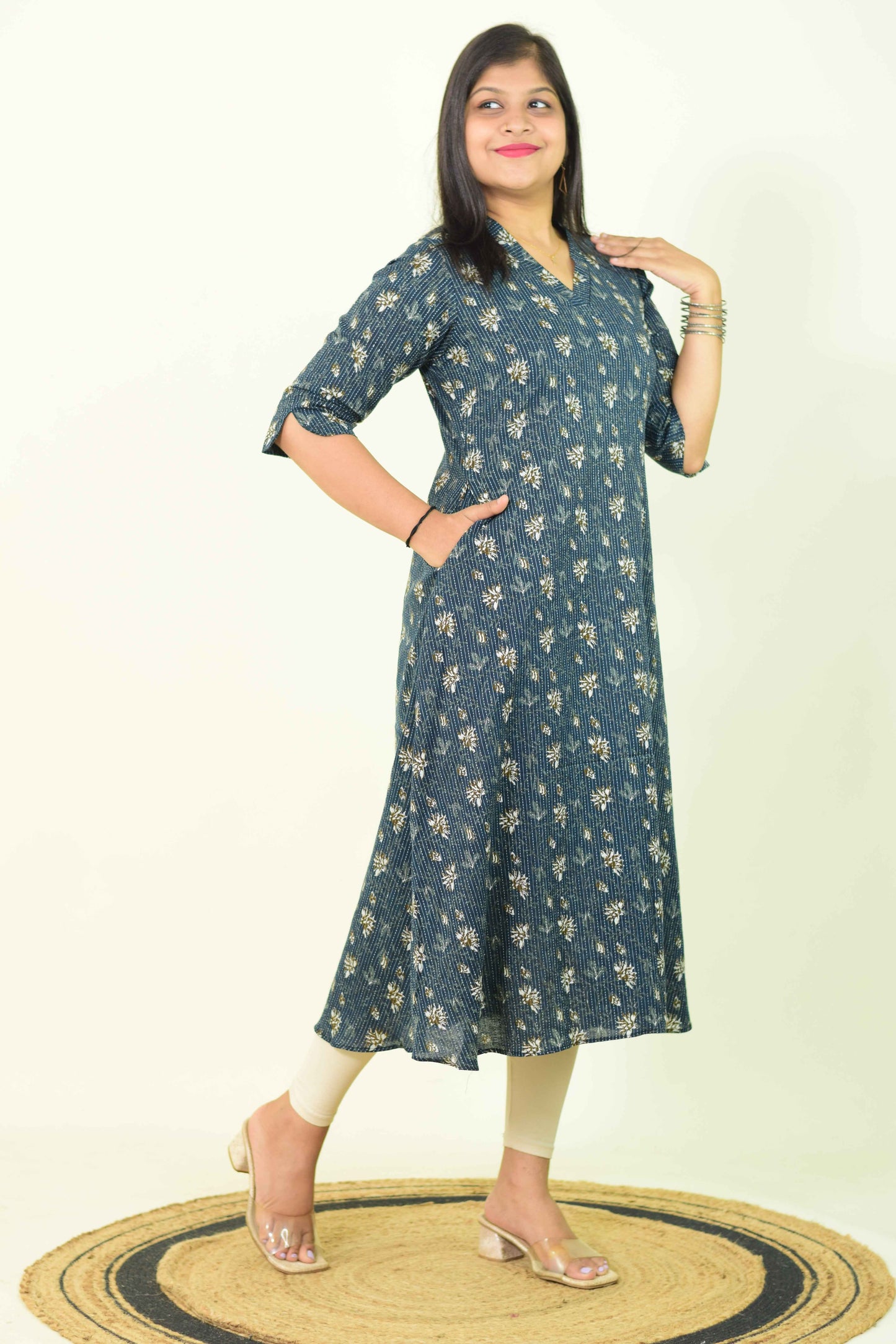 Teal Heritage Kurtha