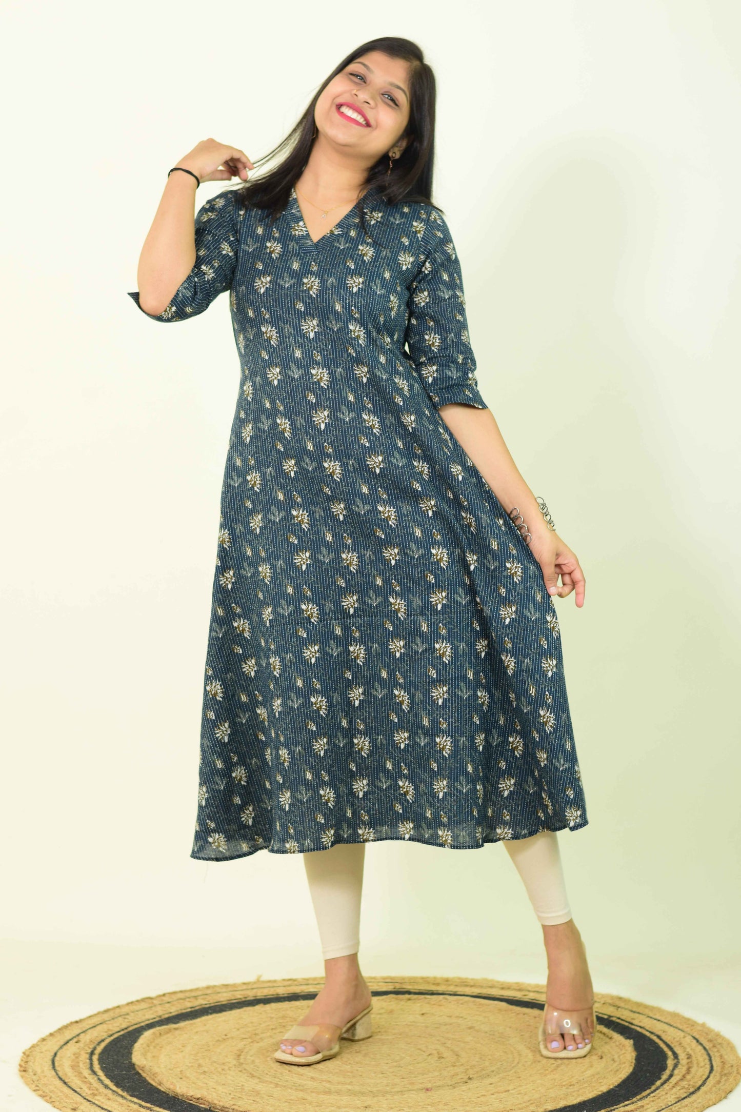 Teal Heritage Kurtha