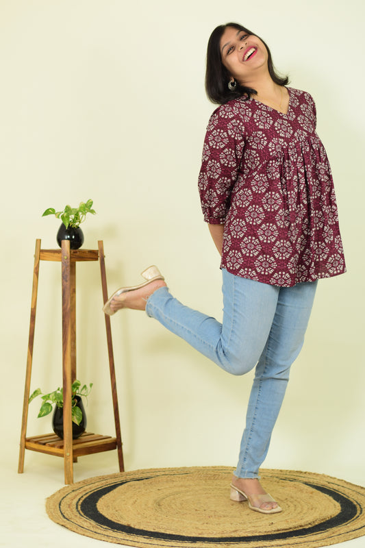 Burgundy Aura Kurthi